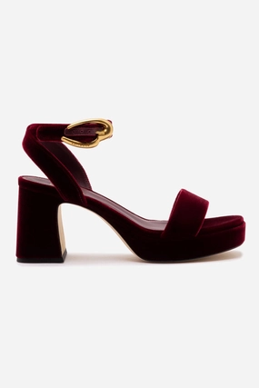 Velvet Rich Slip On Convenience Dolly Verona Low Sandal In Wine Velvet