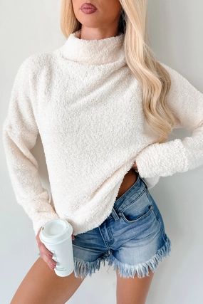 Snow On The Horizon Fuzzy Knit Sweater (Cream) NoTagLabel Minimalist Silhouette Cut