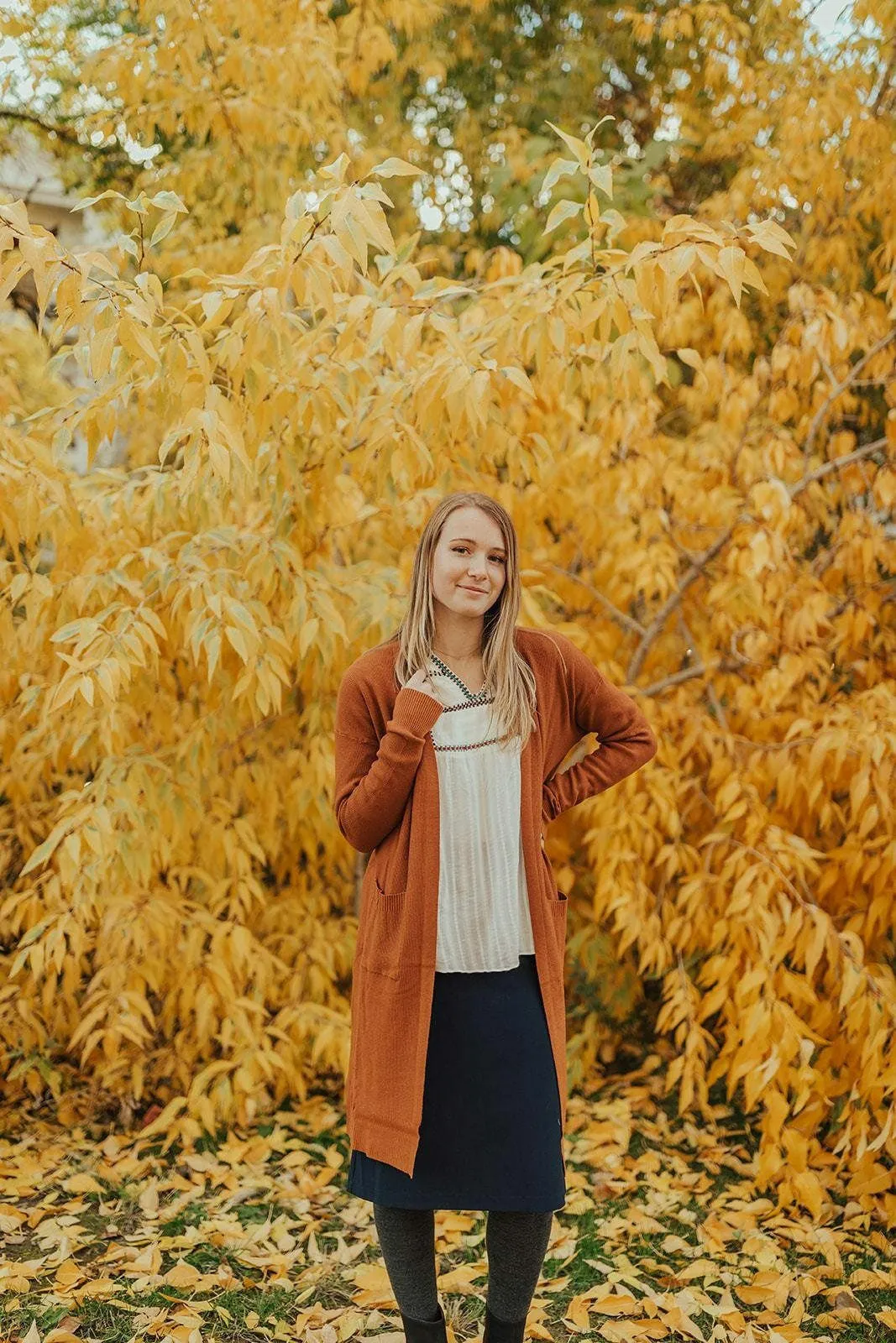 Wrinkle Free Texture Soft Knit Cardigan High Gage - Caramel