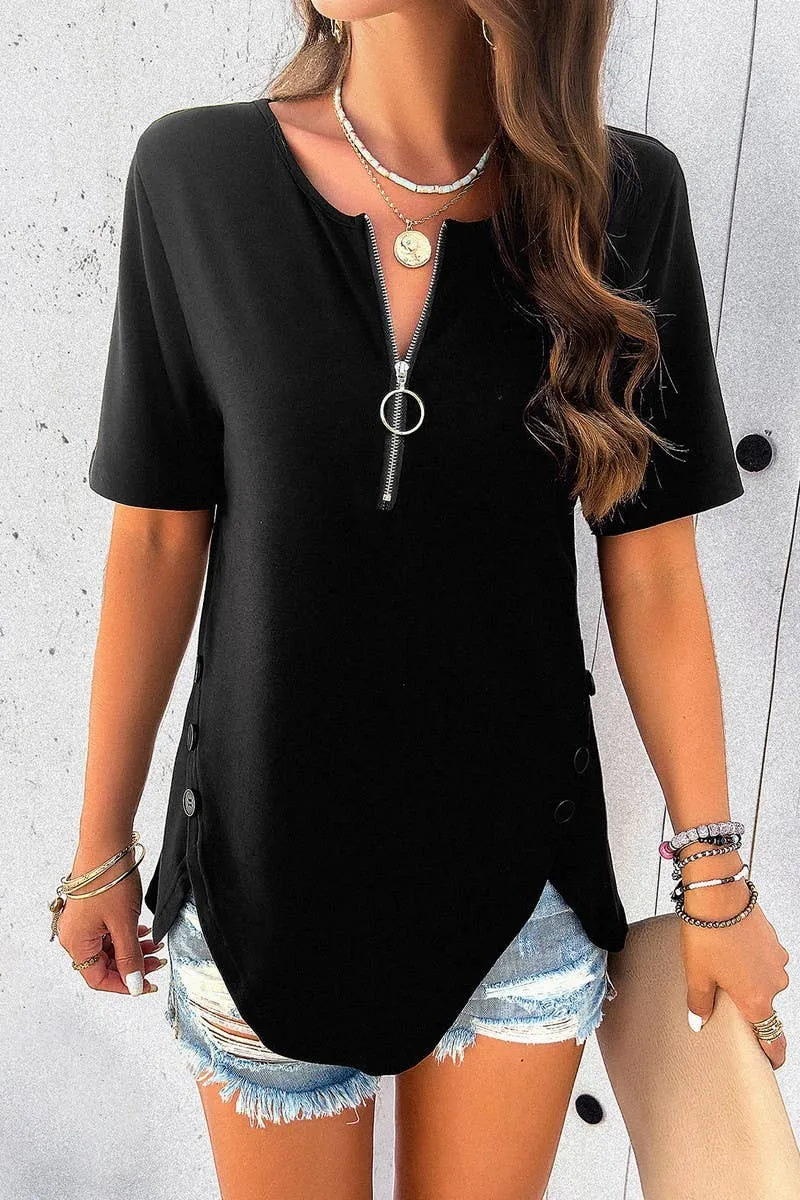 CASUAL SOLID COLOR SHORT SLEEVE TOP_CWTSTS0172 QuickRelease Closure NonIrritatingEdges