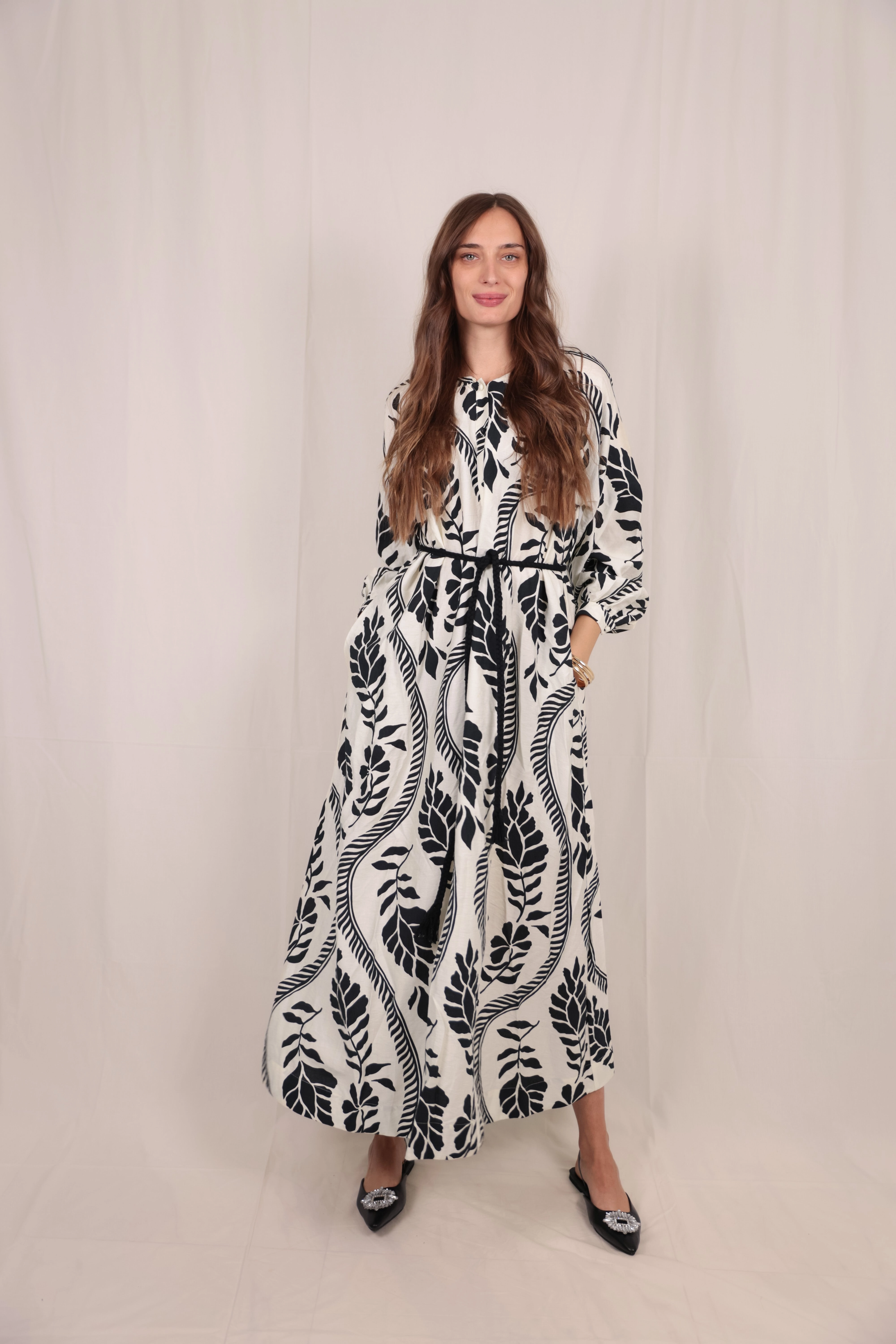 Tassel-Detail ruffle trim Mila Dress