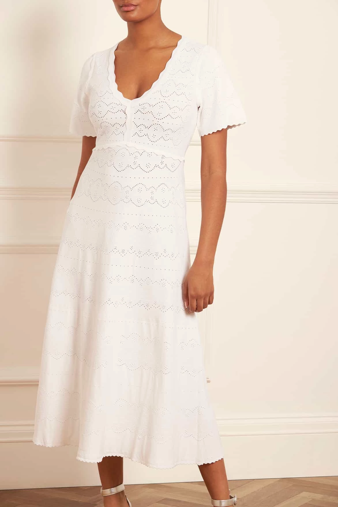 Lace Knit Gown Sheer Overlay Clean Grace