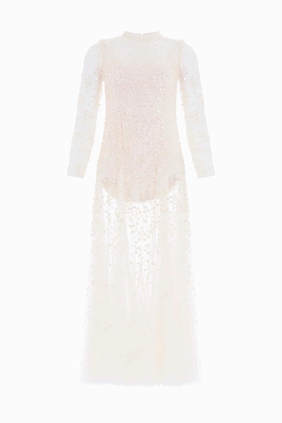 Modern Wear Leila Dot Sheer Ankle Gown