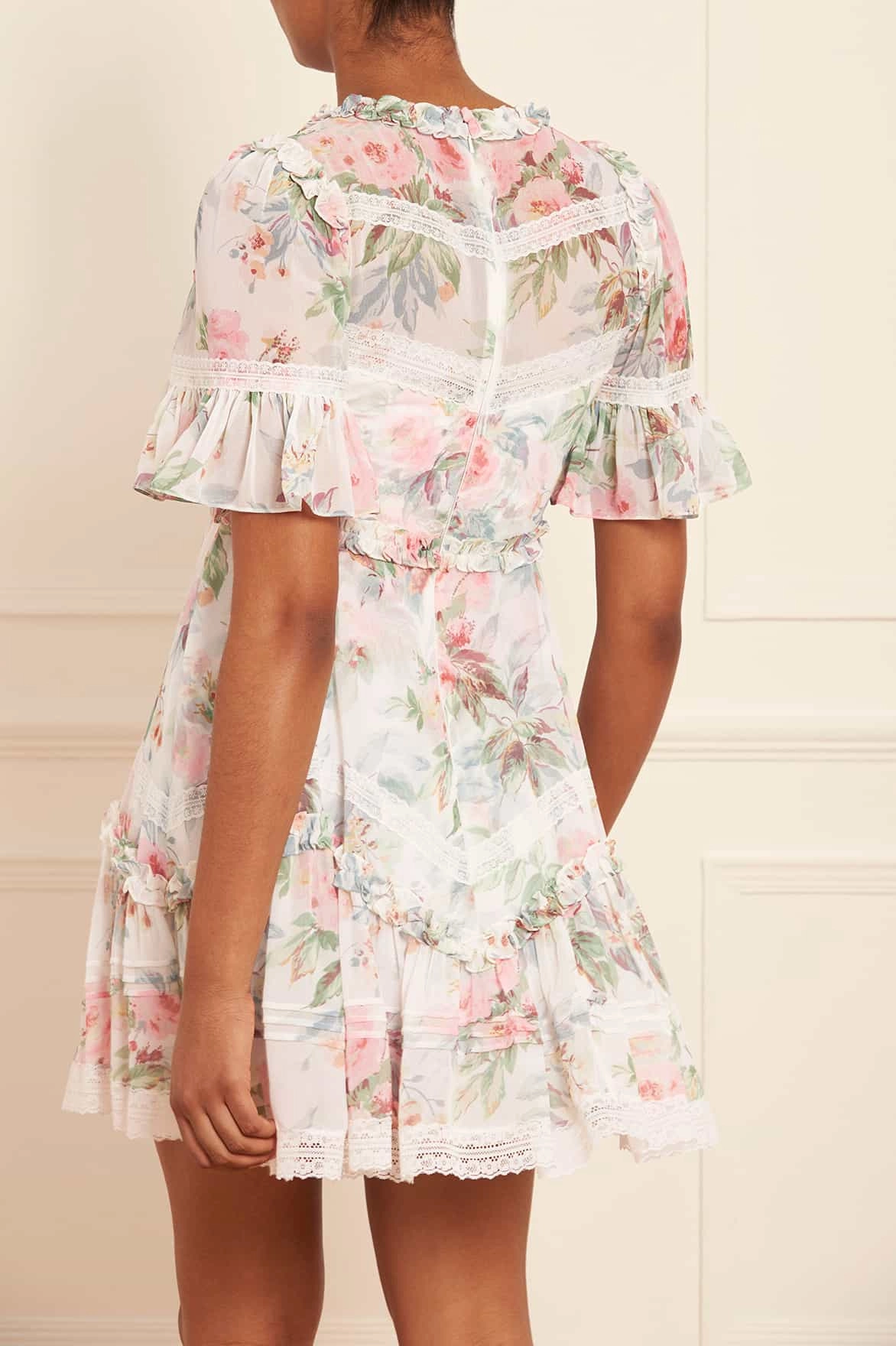 Paradise Garden Sonata Georgette Micro Mini Dress Flare Swing Glossy Fabric