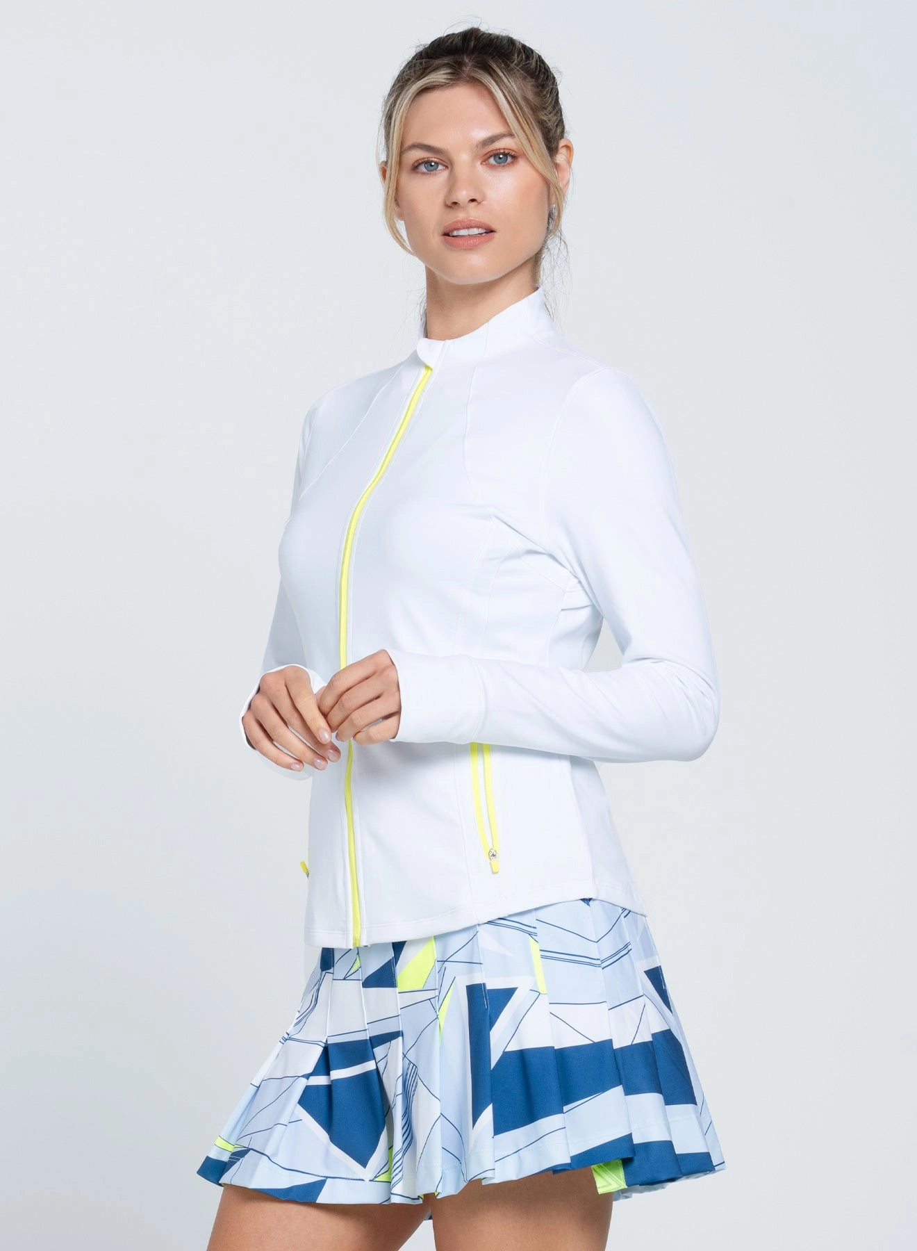 Reinforced Hem High Neck Zip Jacket