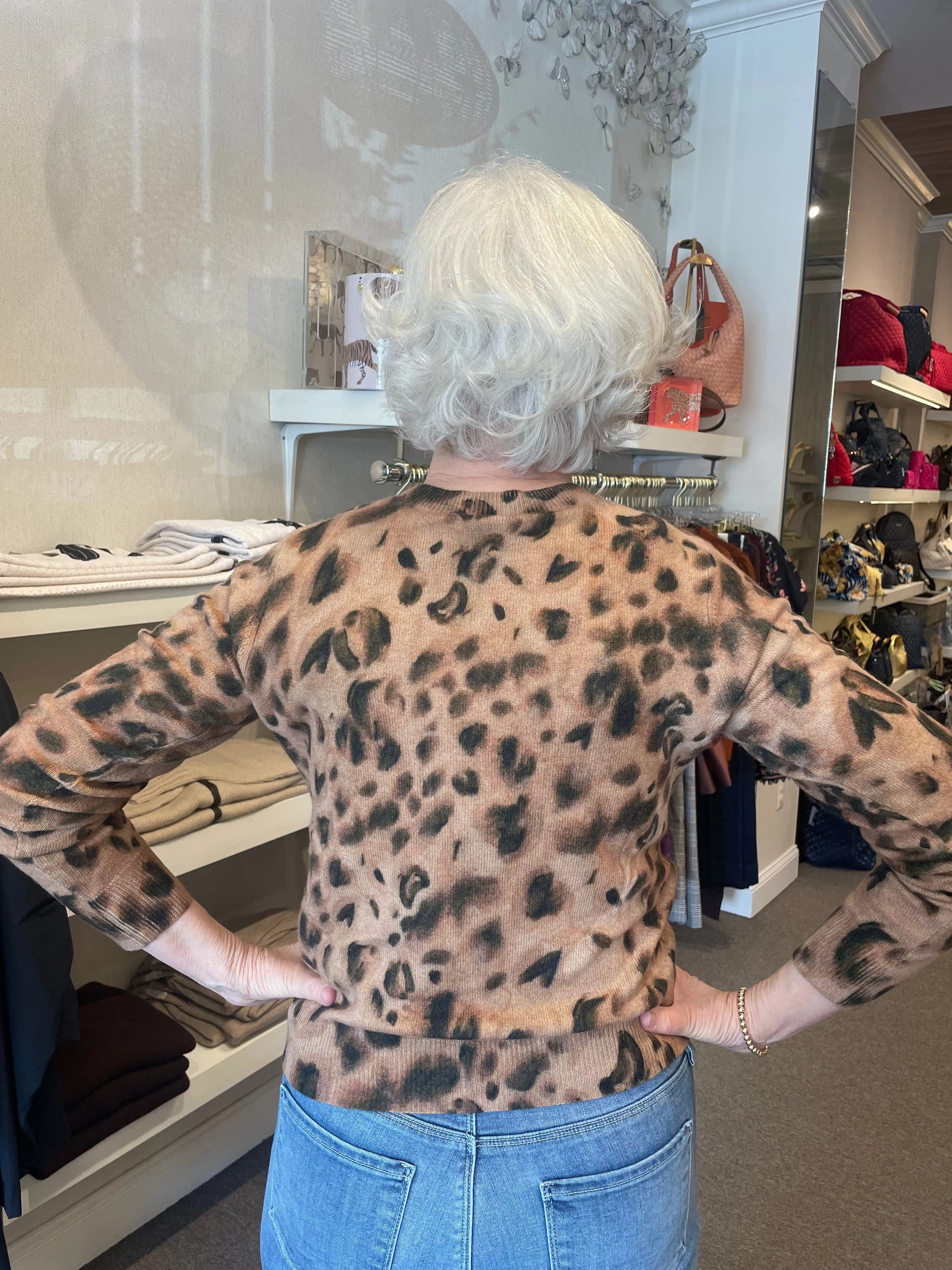 Watercolor Print Cheetah Crew Cork Combo WrinkleResistantFinish CrossGrain Fabric