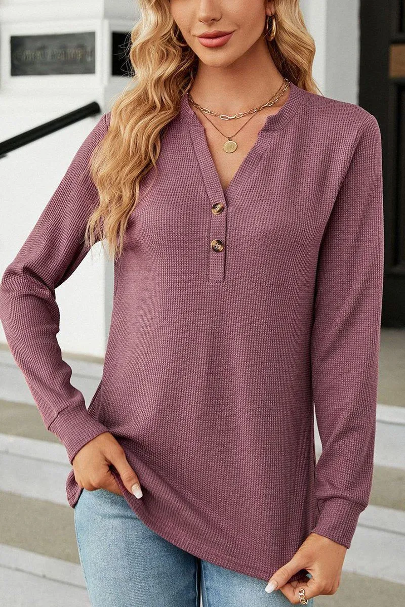 Relaxed Tee Classic Polo WOMEN BUTTON NECK KNITTED DAILY TOP