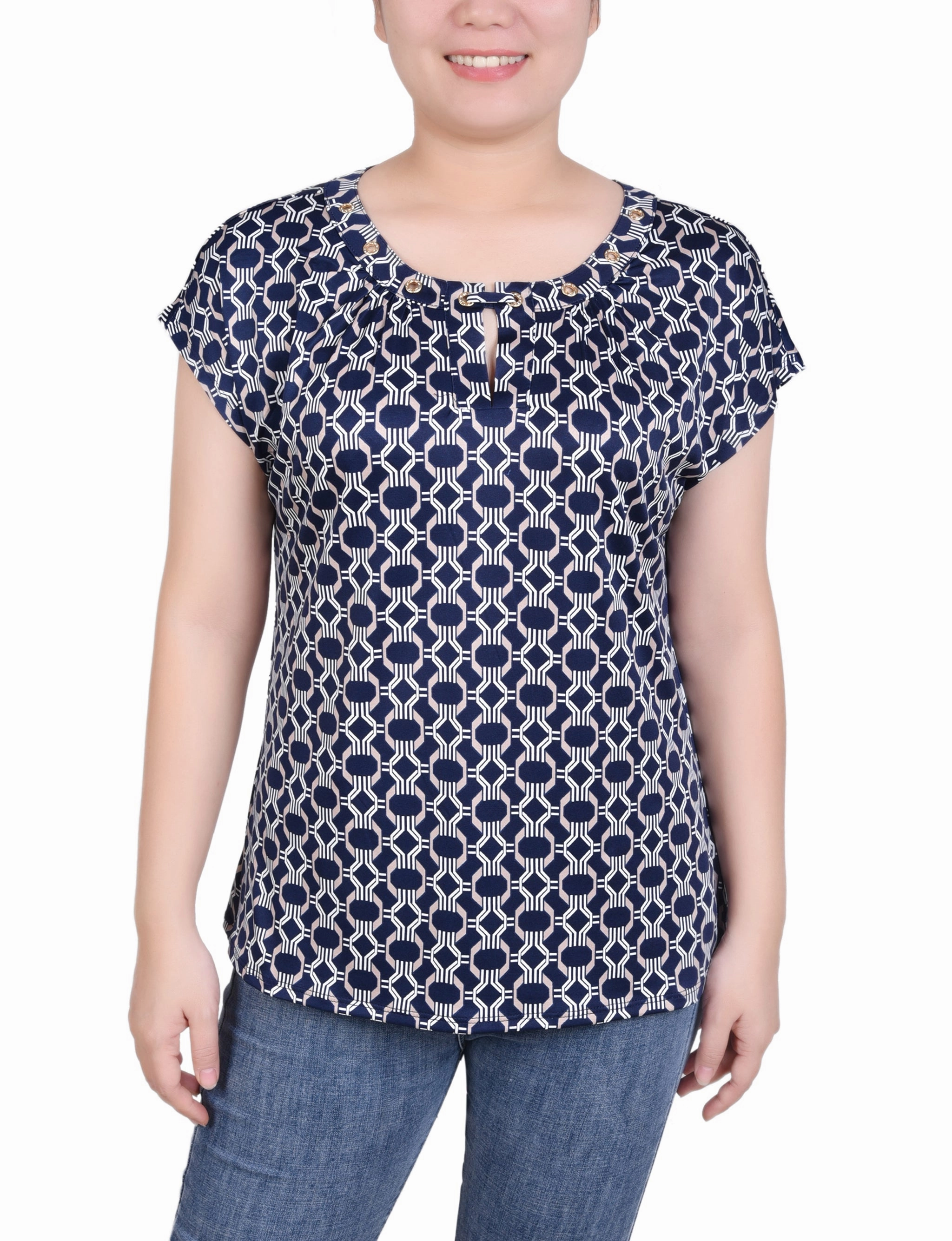 Extended Sleeve Top With Grommets Adjustable drawstring