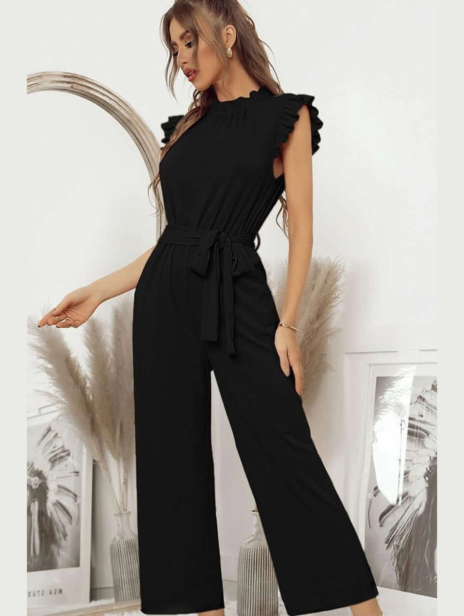 Minimalist Styling Bamboo Fiber Fabric SOLID COLOR FLYING SLEEVE JUMPSUIT