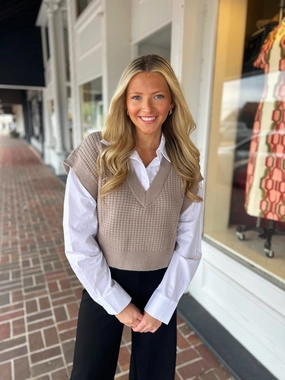 Something Amazing Taupe Crop Sweater Hygroscopic Inner Layer