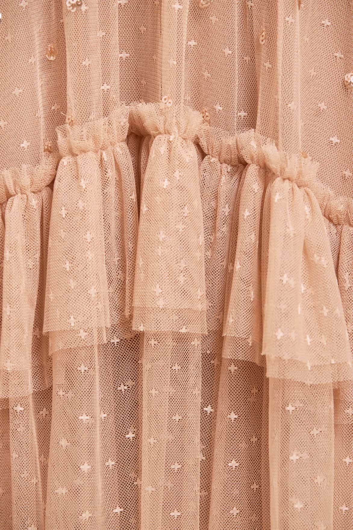 Bare Glow Sequin Glimmer Rouched Off-Shoulder Gown