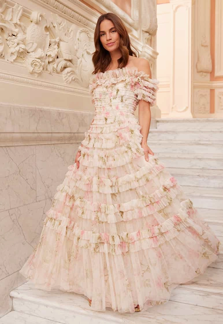 Rose Lisette Off-Shoulder Gown Fit Clean Stylish Cut