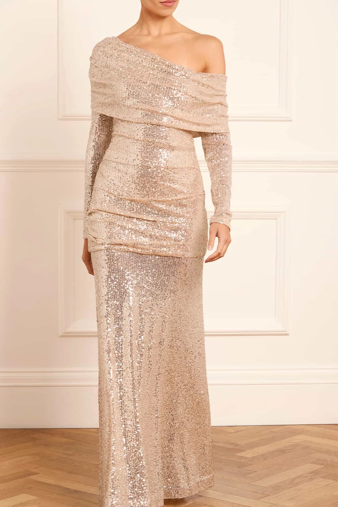 Nova One-Shoulder Ankle Gown QuickDryTechnology Tactile Feel