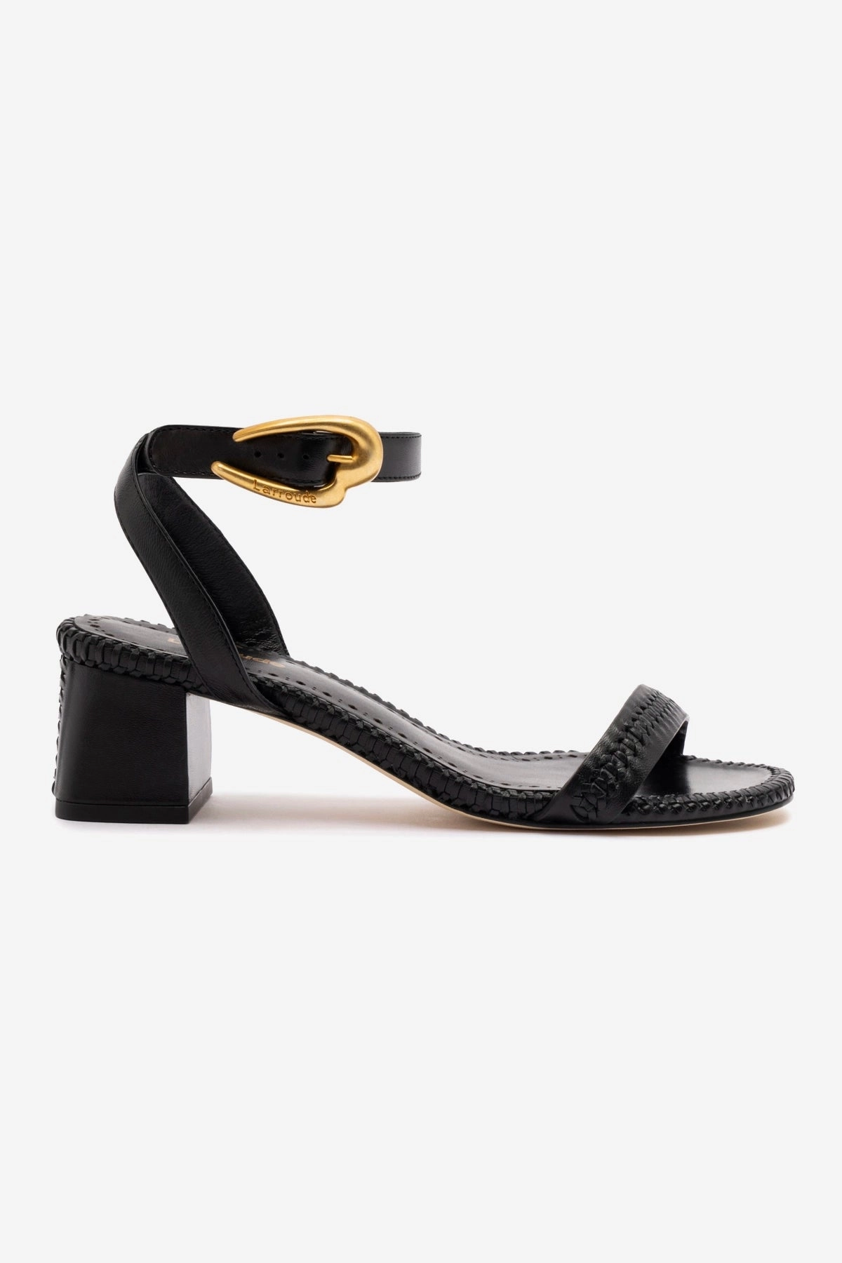 Verona Block Sandal In Black Leather Non Weighted Movement Sustainable Vegan Material
