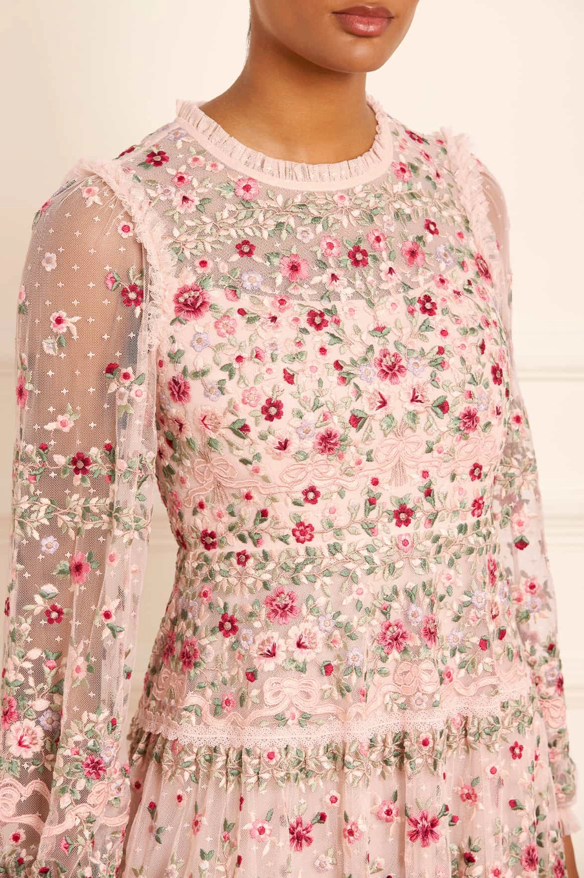 Matte Fabric Functional Style Ribbon Bouquet Midaxi Dress