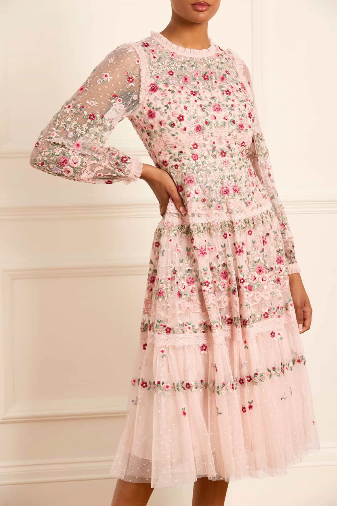 Semi Fit Ribbon Bouquet Midaxi Dress