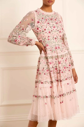 Ribbon Bouquet Midaxi Dress Wave Soft Clean Touch