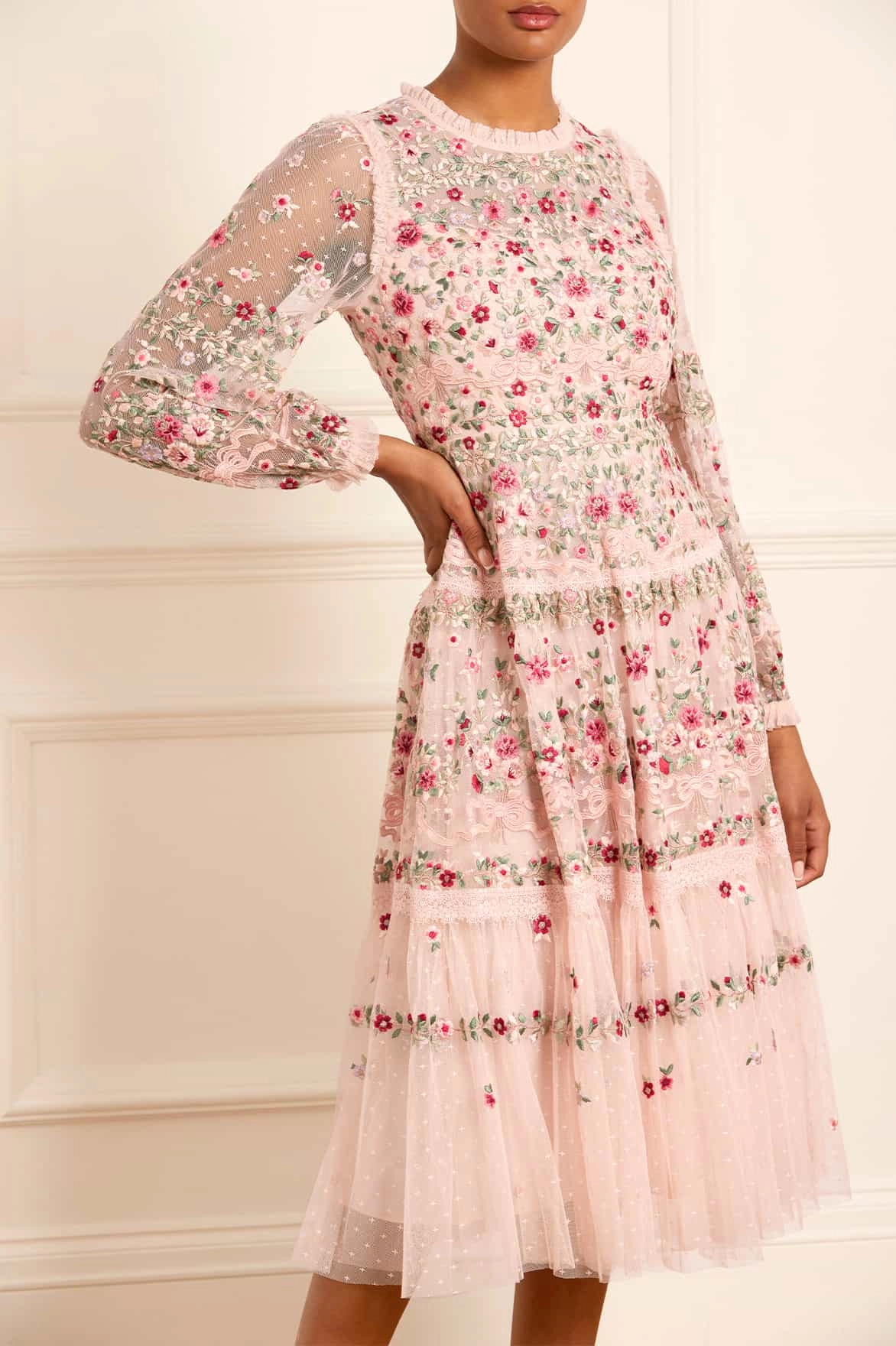 Ribbon Bouquet Midaxi Dress Wave Soft Clean Touch