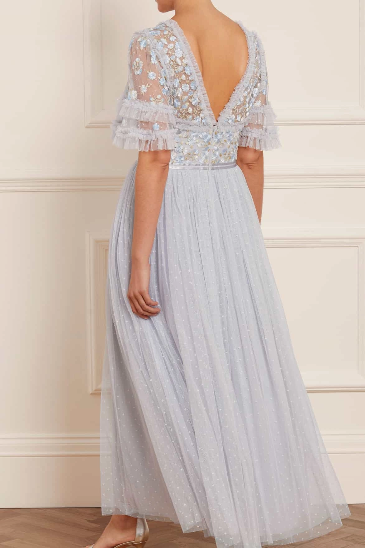 Wildflower Ditsy Bodice Ankle Gown Cool Texture