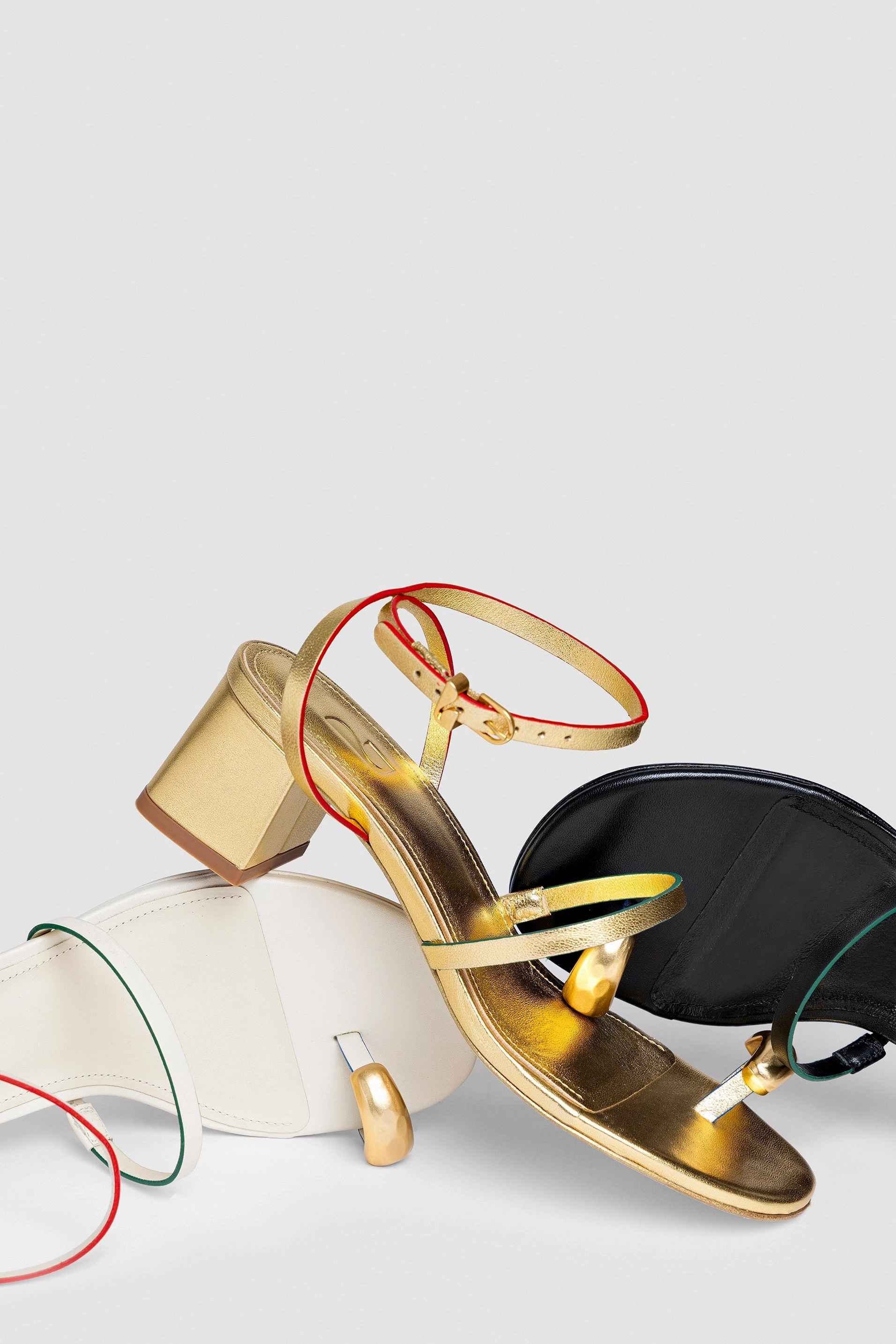 Biarritz Block In Gold Metallic Leather Mesh Upper Comfort