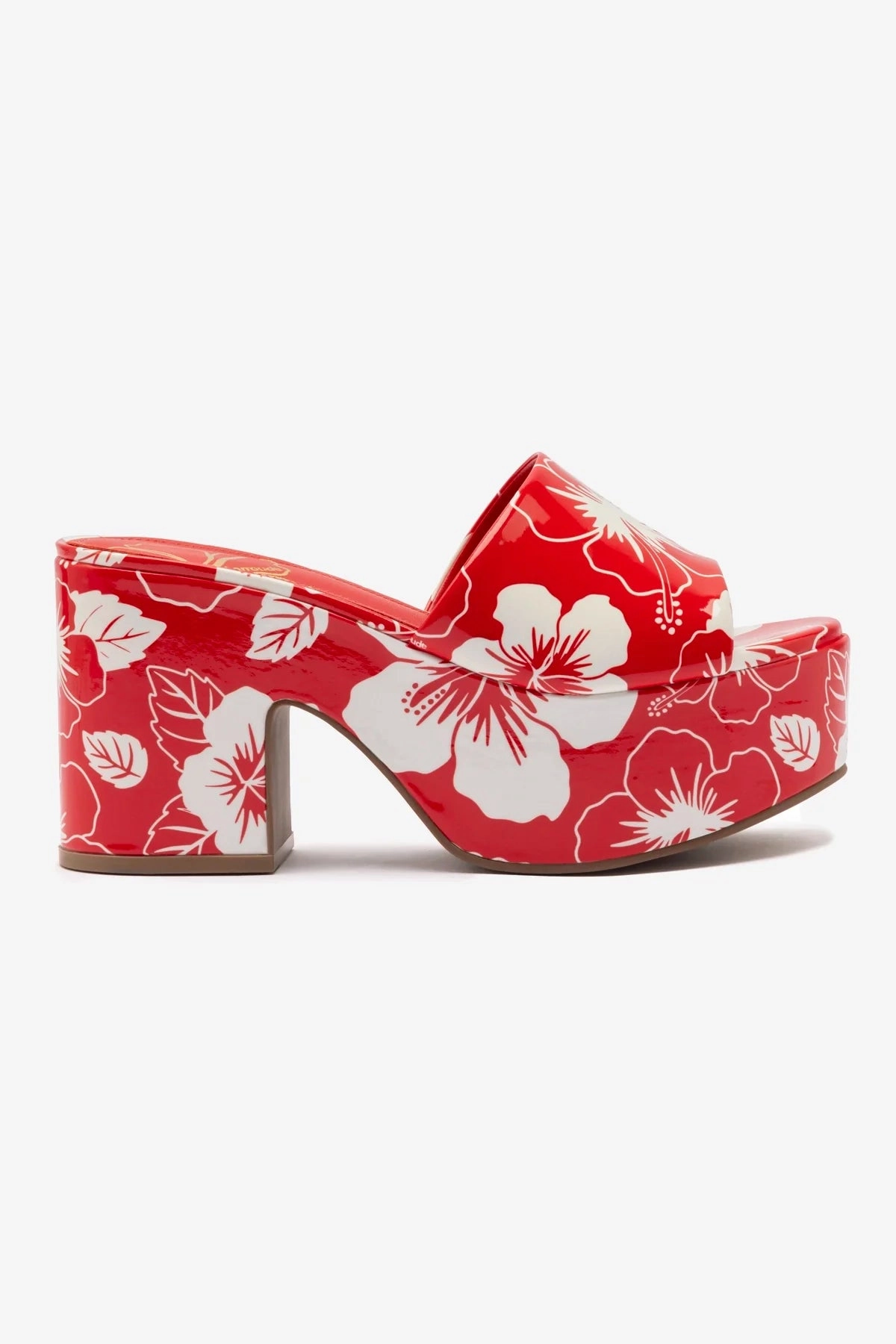 Trend Glow Miso Platform Sandal In Scarlet Printed Leather