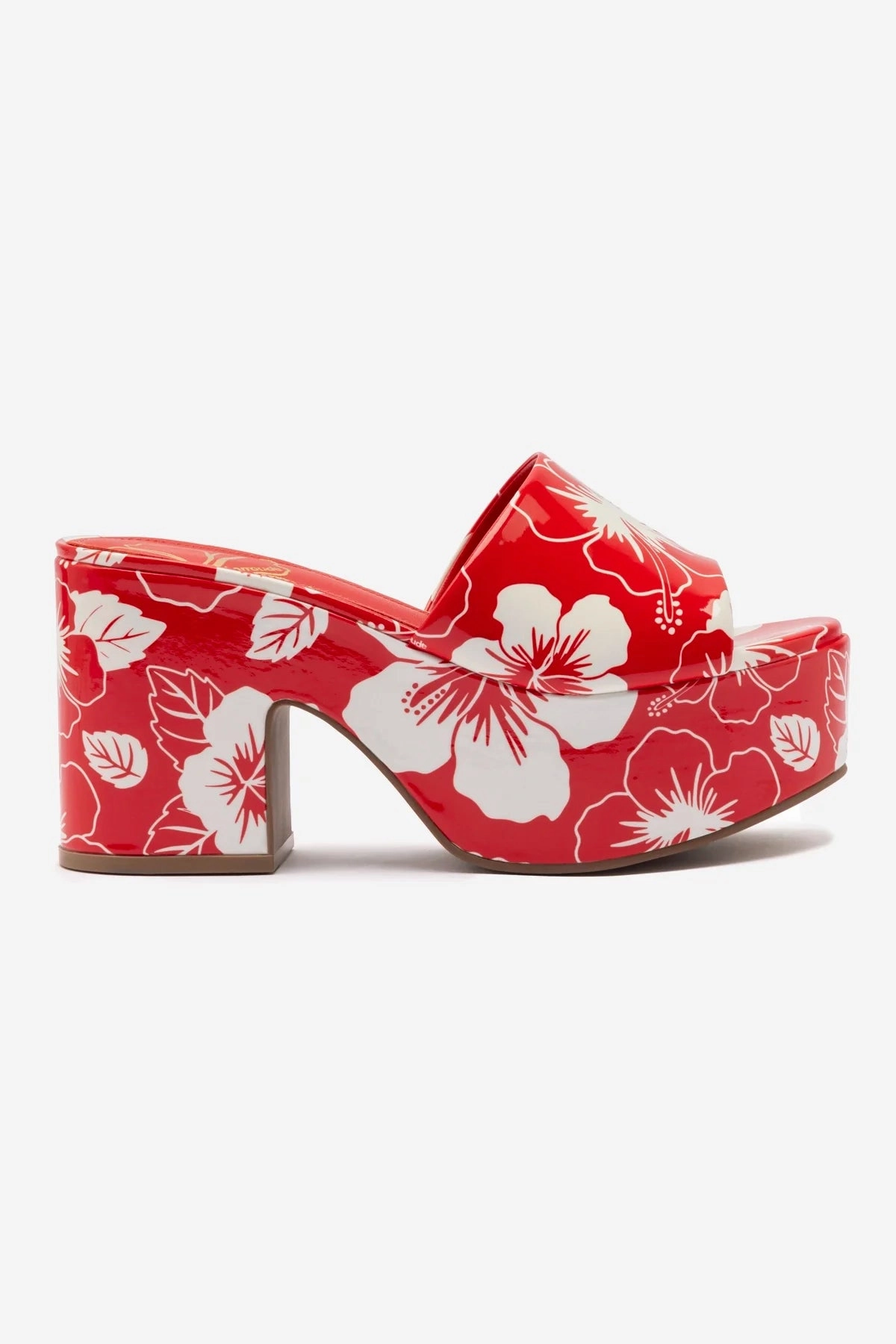 Miso Platform Sandal In Scarlet Printed Leather Tone Play