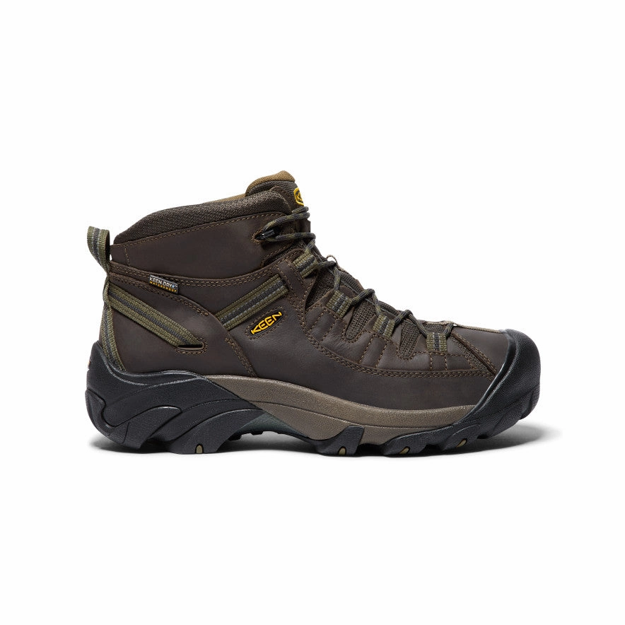 High-performance Chukka Silhouette Men's Targhee II Mid Waterproof Hiking Boots  |  Canteen/Dark Olive