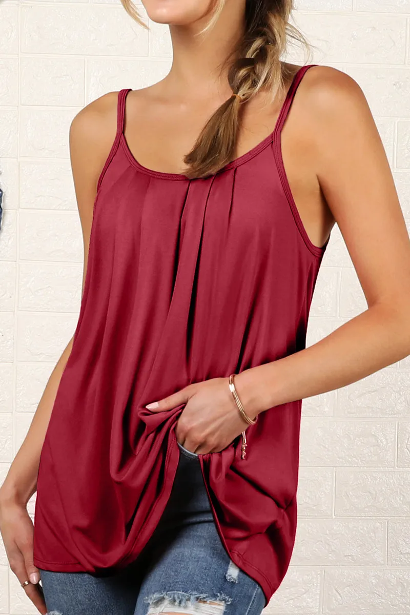 DropShoulder FRONT PLEATED CAMI TANK TOP WITH PLUS SIZE