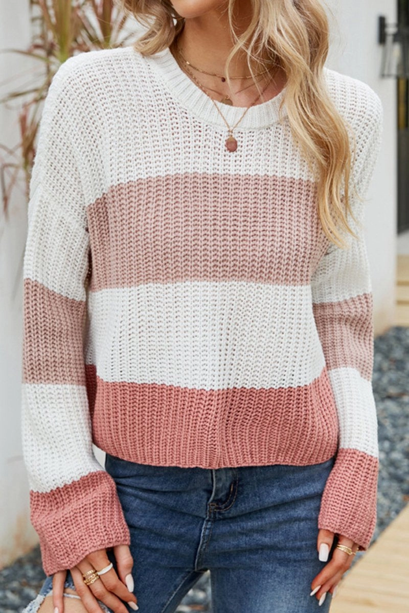 WOMEN CROCHET FISHERMAN KNITTED LOOSE SWEATER TaglessNecklineComfort