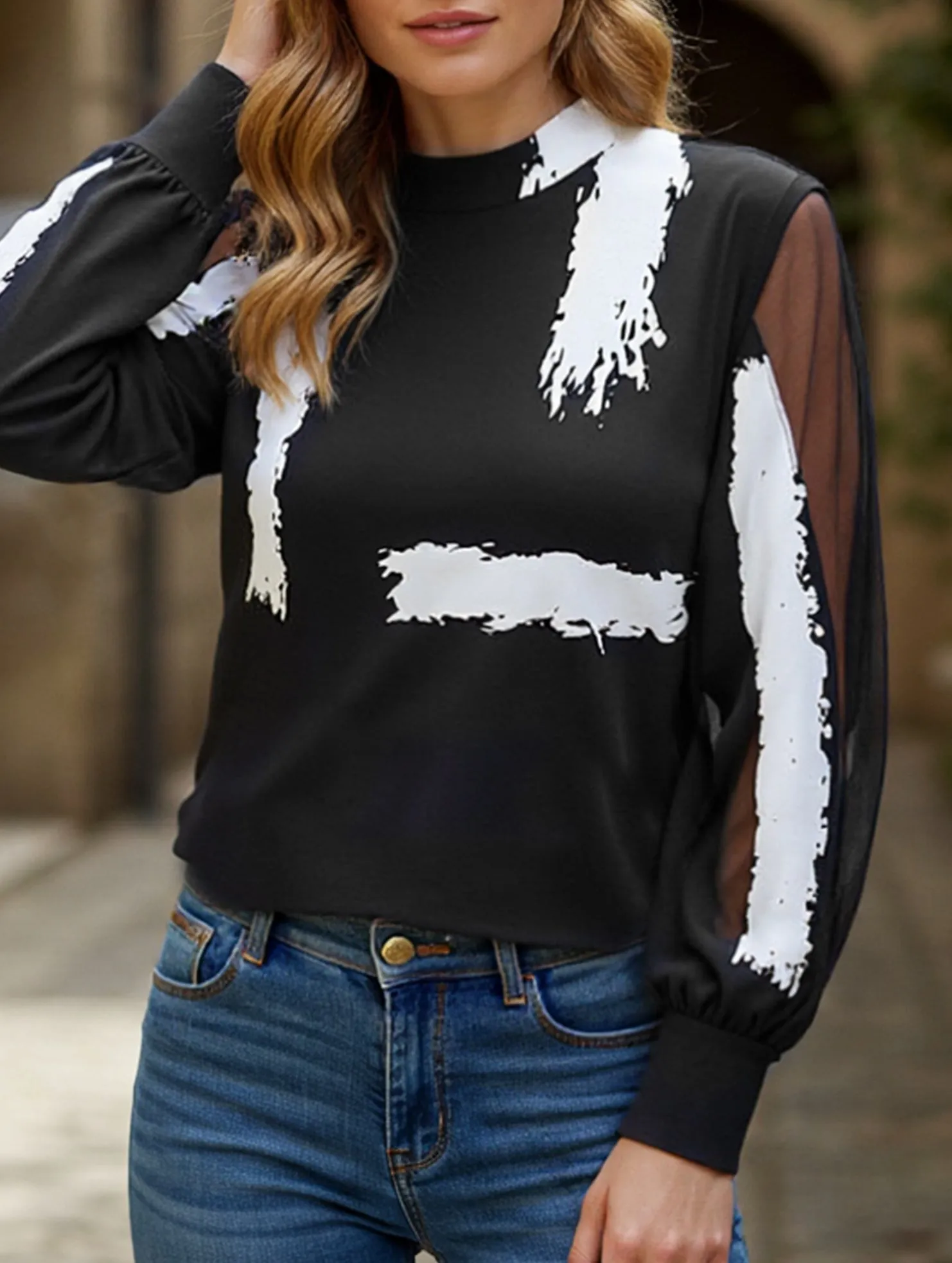 Circular Knit Technology Stand-collar work shirt top