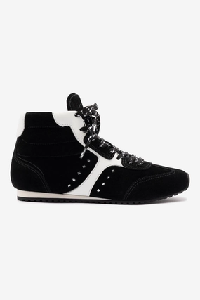 Stella Mid Sneaker In Black Suede and White Leather Adult Ease Fast Track