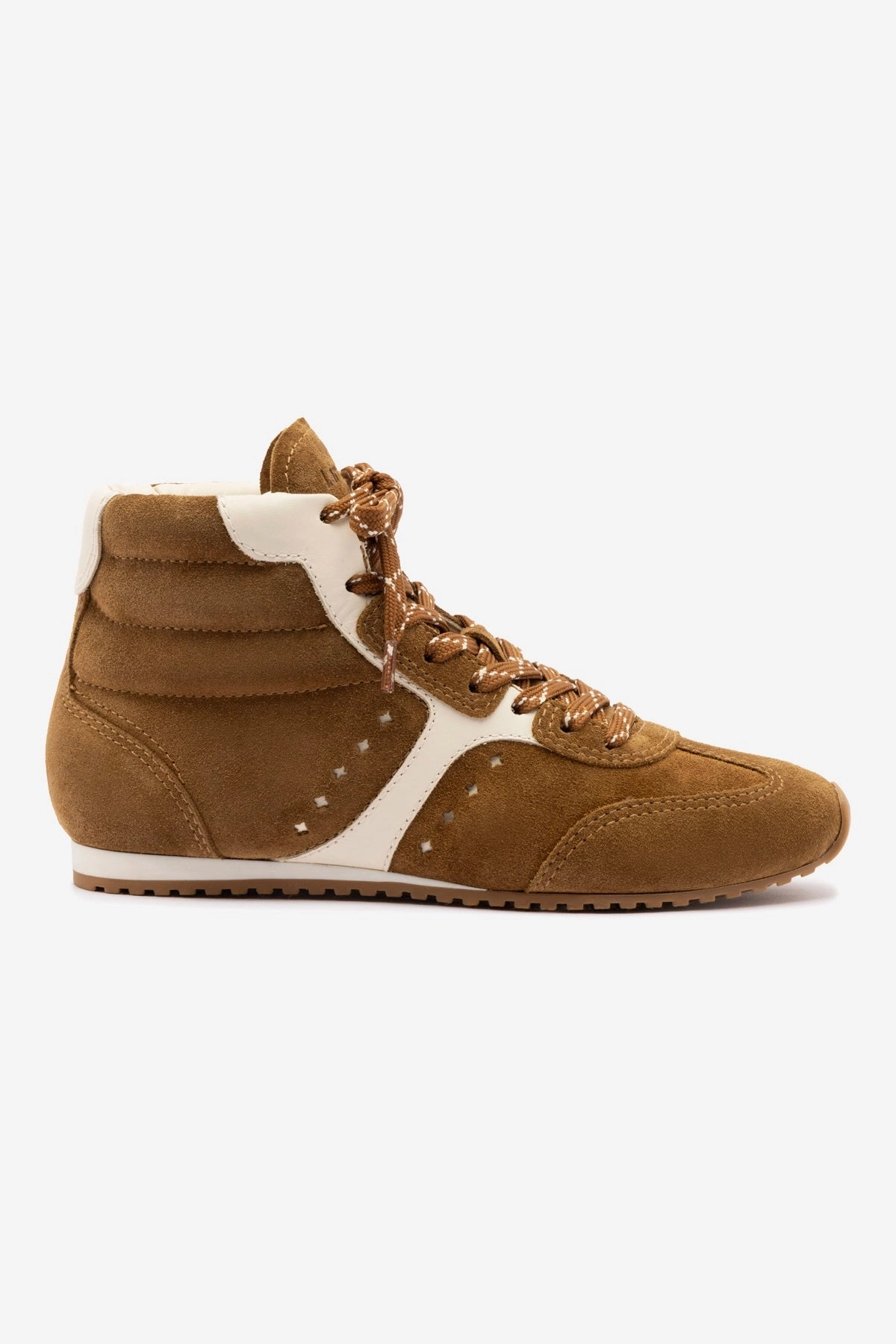 Stella Mid Sneaker In Russet Suede and Ivory Leather Wide fit Flexible