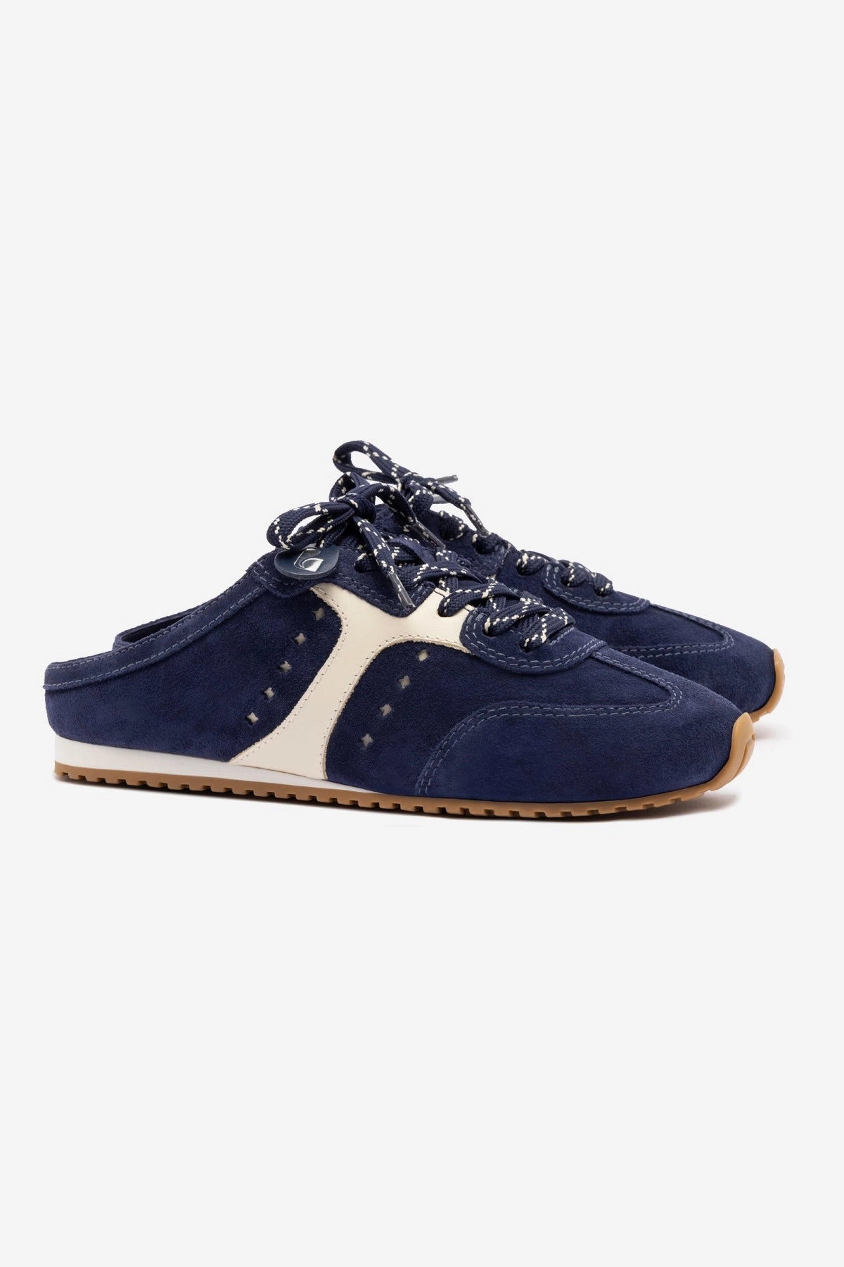 Anti Odor Busy Professionals Stella Mule In Navy Suede and Ivory Leather