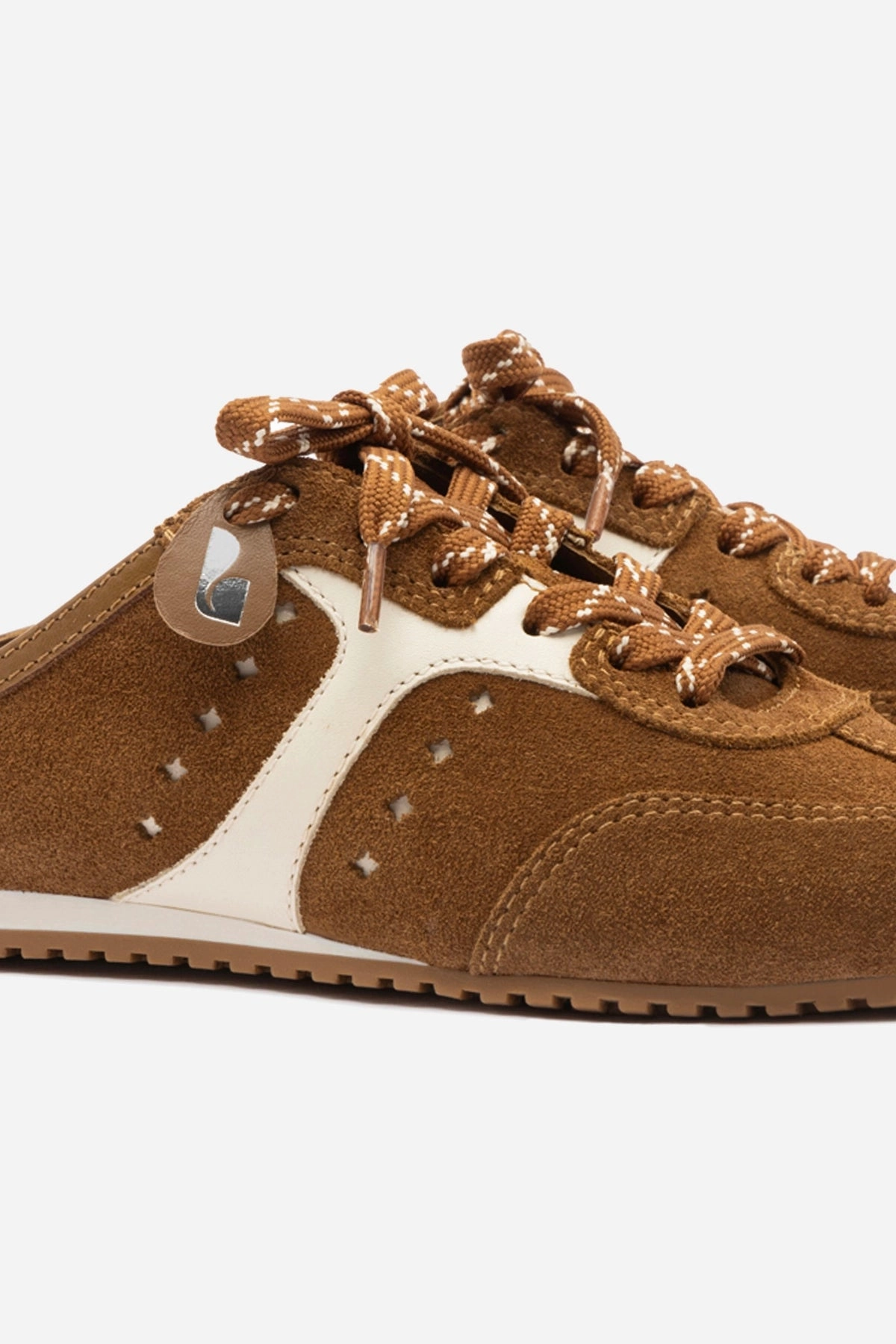 Stella Mule In Russet Suede and Ivory Leather Multidirectional Traction Grip Zen Step