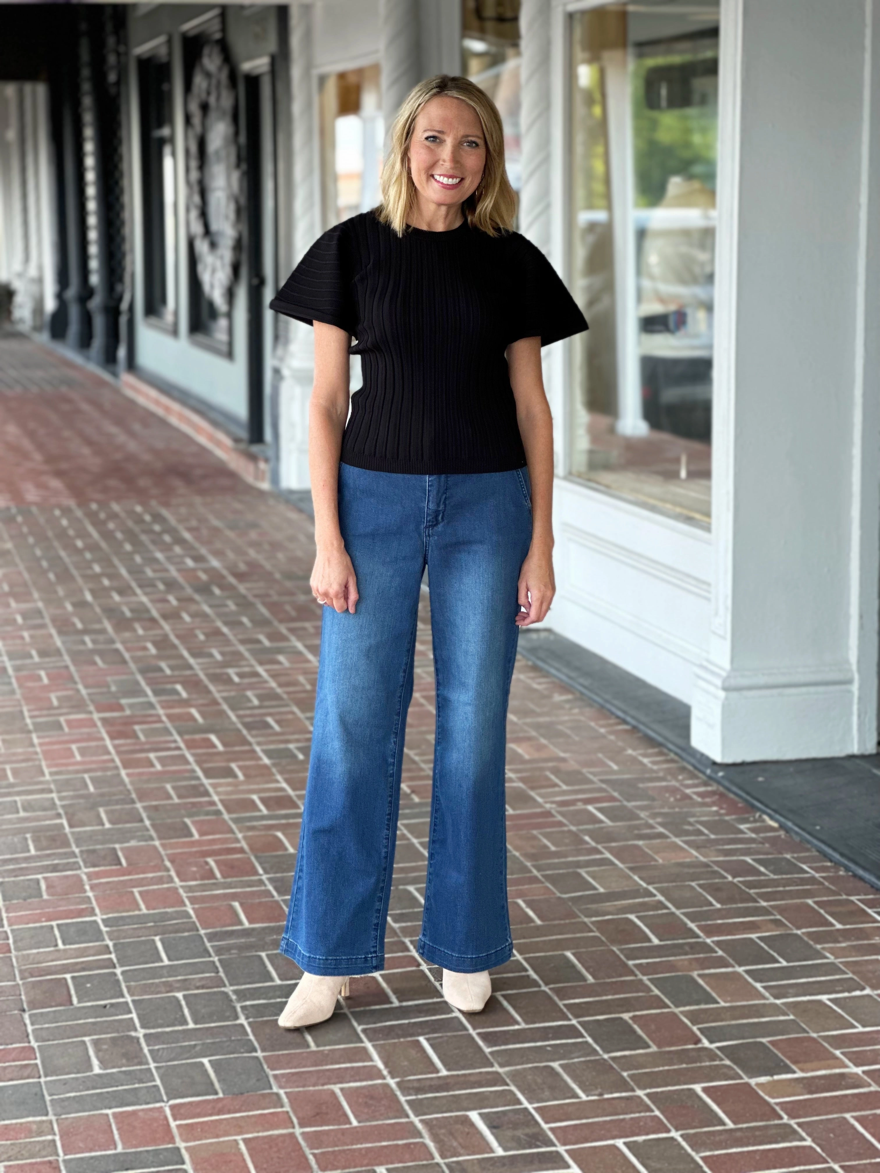 Steve Madden Allie Sweater in Black MultiPanel Design Durable Chainstitch