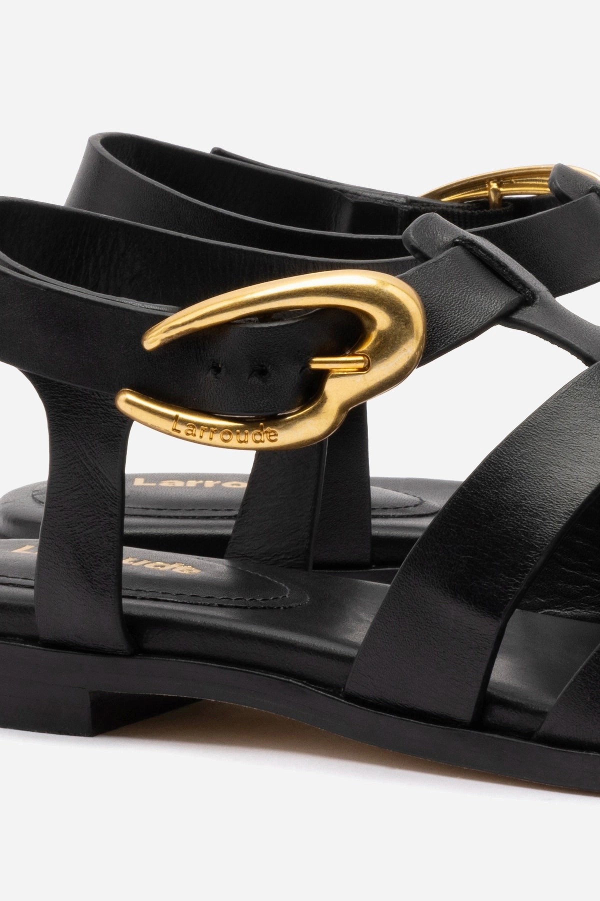 Stevie Flat Sandal In Black Leather Top Rated