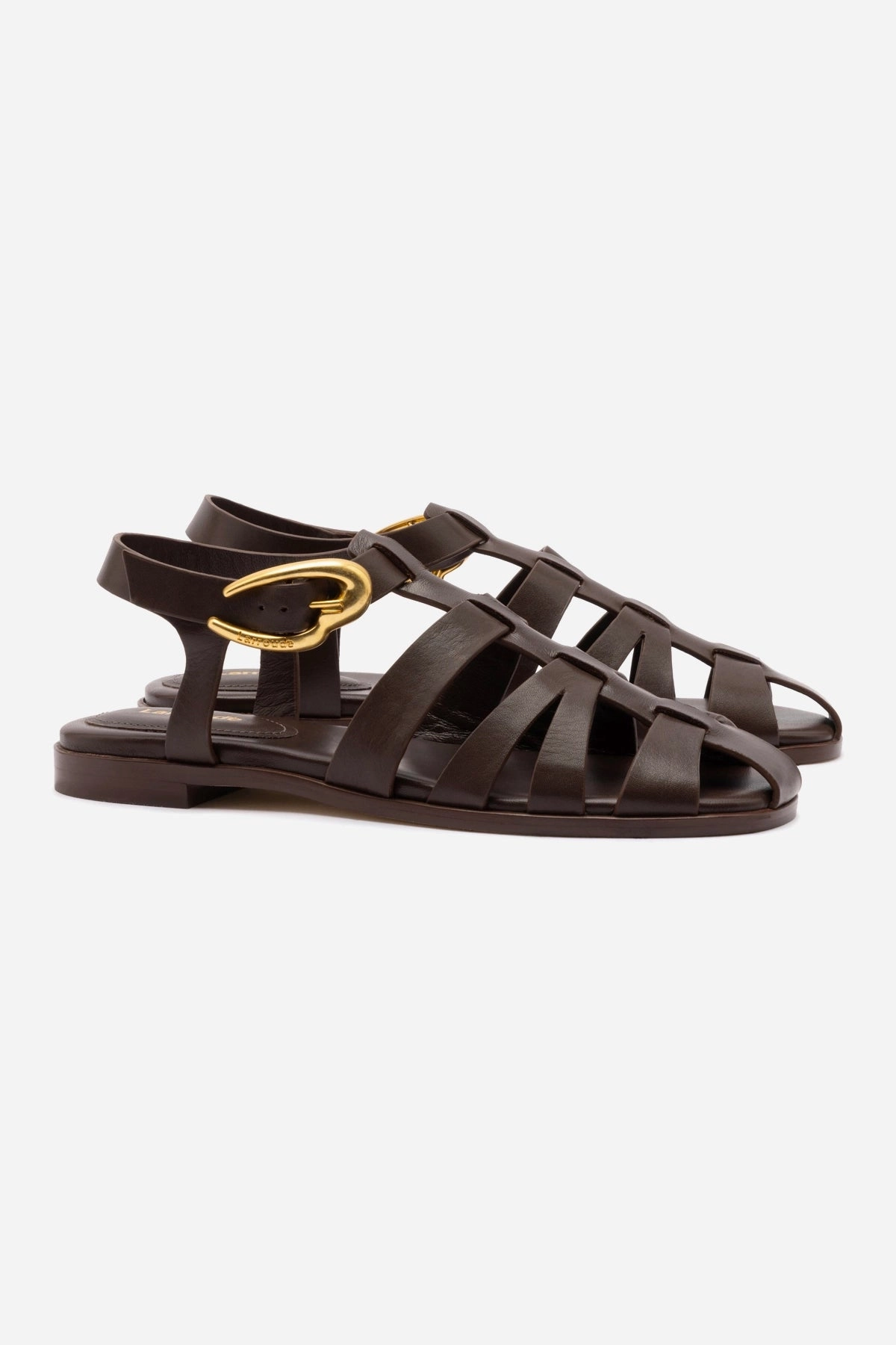 zipper Stevie Flat Sandal In Brown Leather