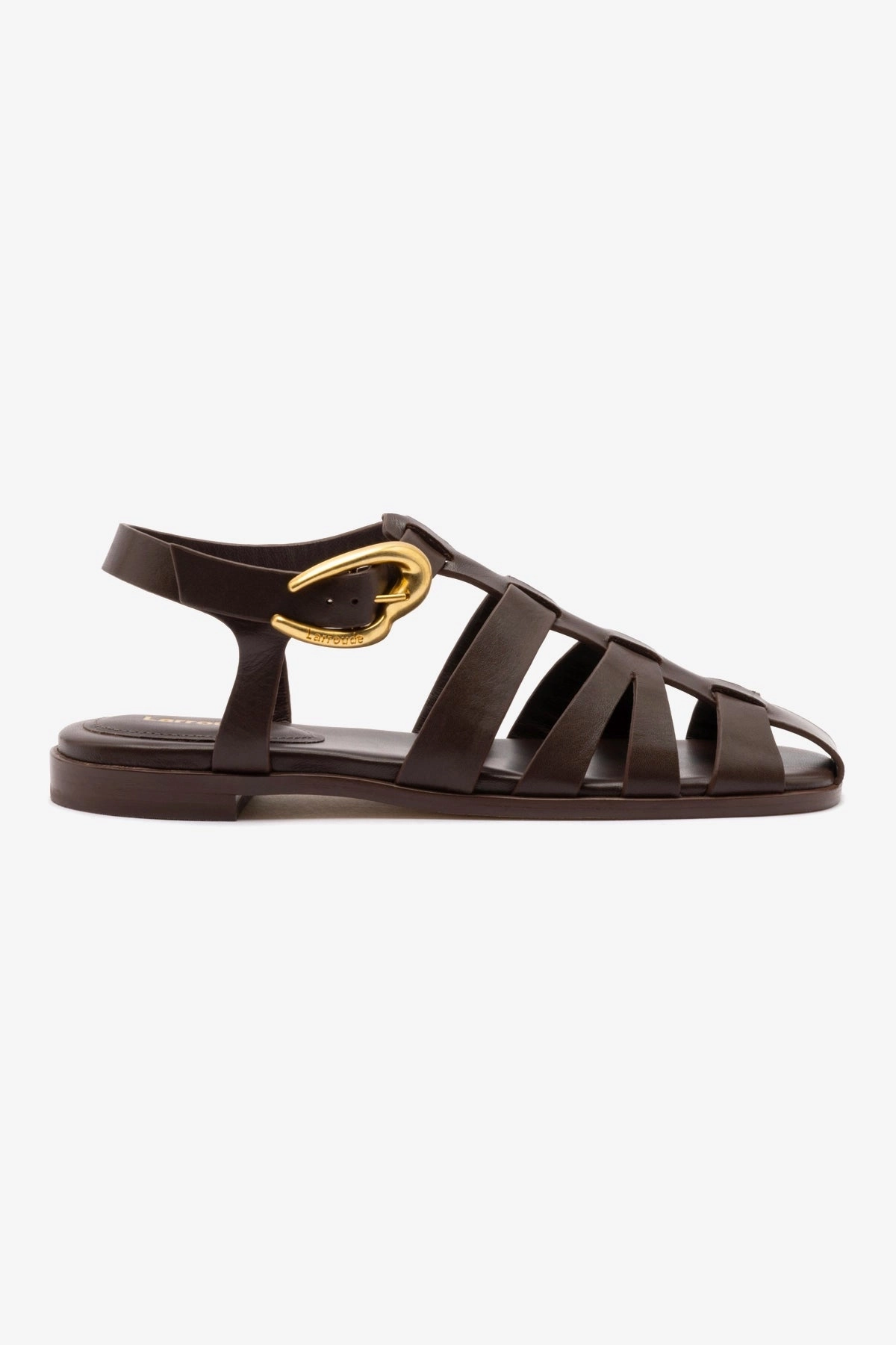 Enhanced grip Stevie Flat Sandal In Brown Leather