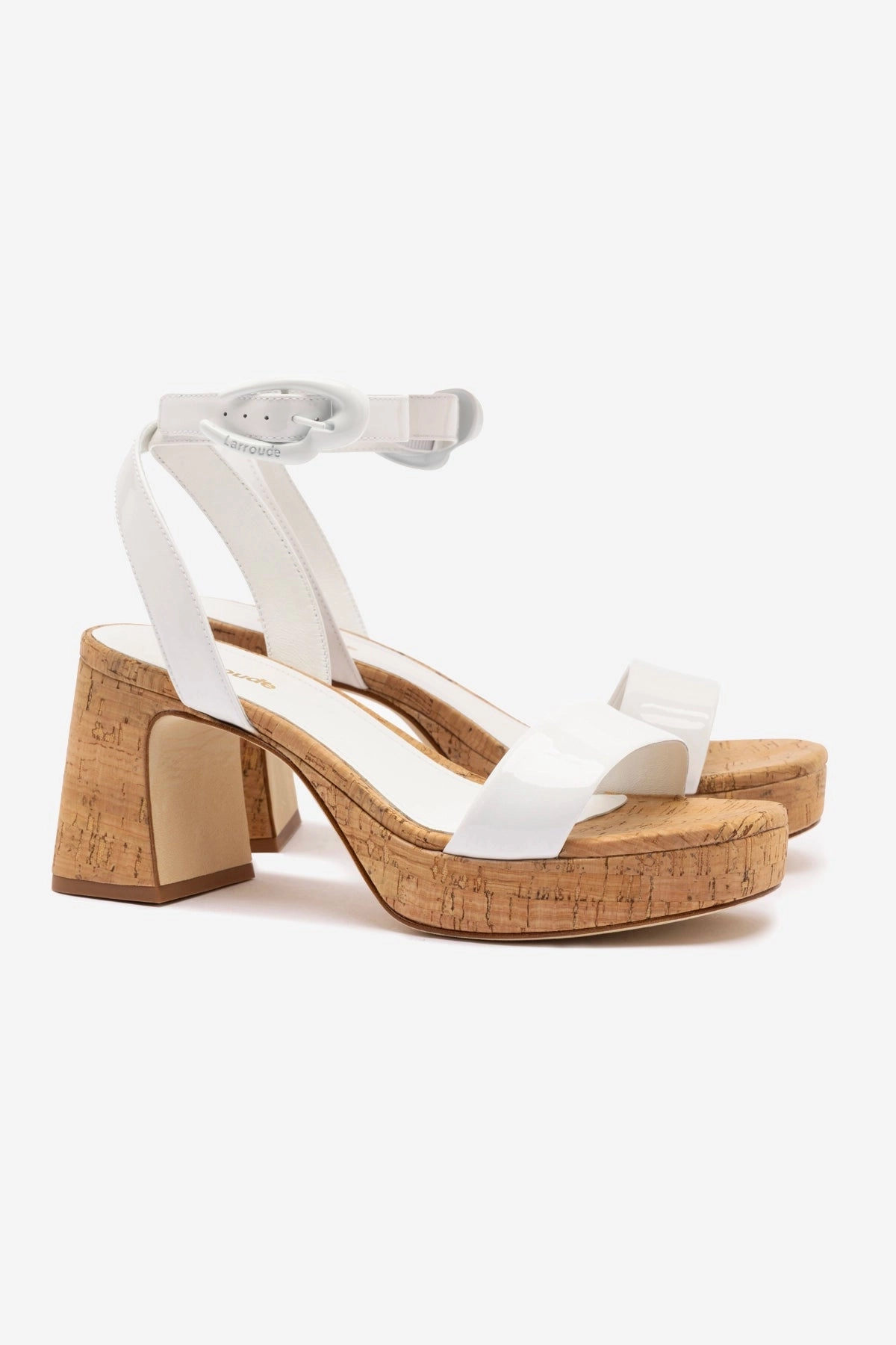 Smooth ride Dolly Verona Low Sandal In White Patent Leather and Natural Cork