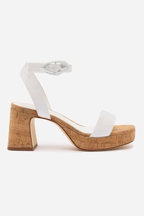 Cushioned Base Health Focused Year long Dolly Verona Low Sandal In White Patent Leather and Natural Cork