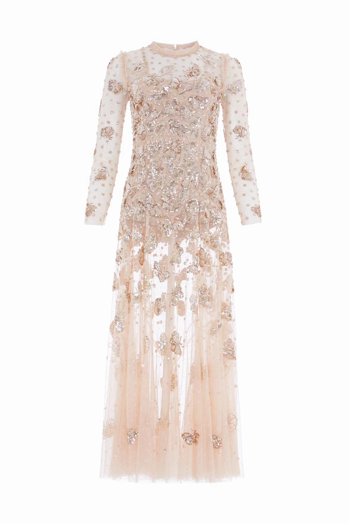 Floral Swing Papillon Sheer Ankle Gown