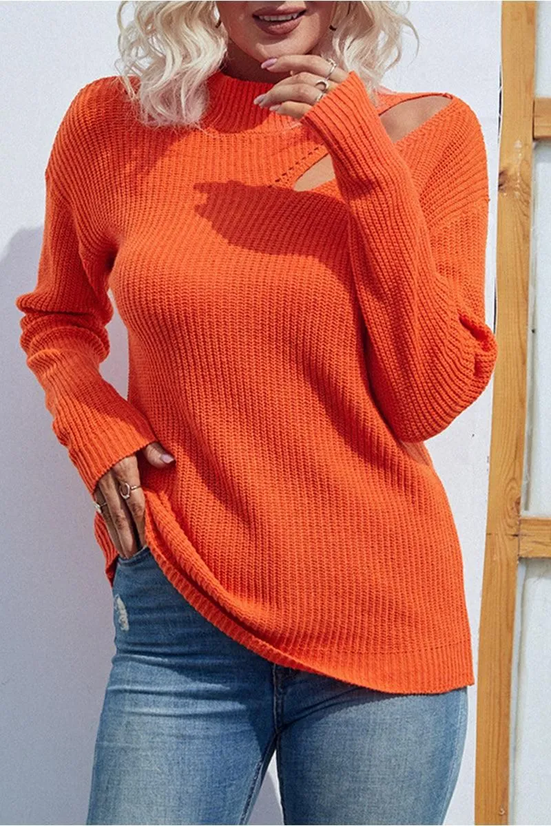 HighDensity Weave HOLLOW KNIT LOOSE FIT CASUAL SWEATER TOP