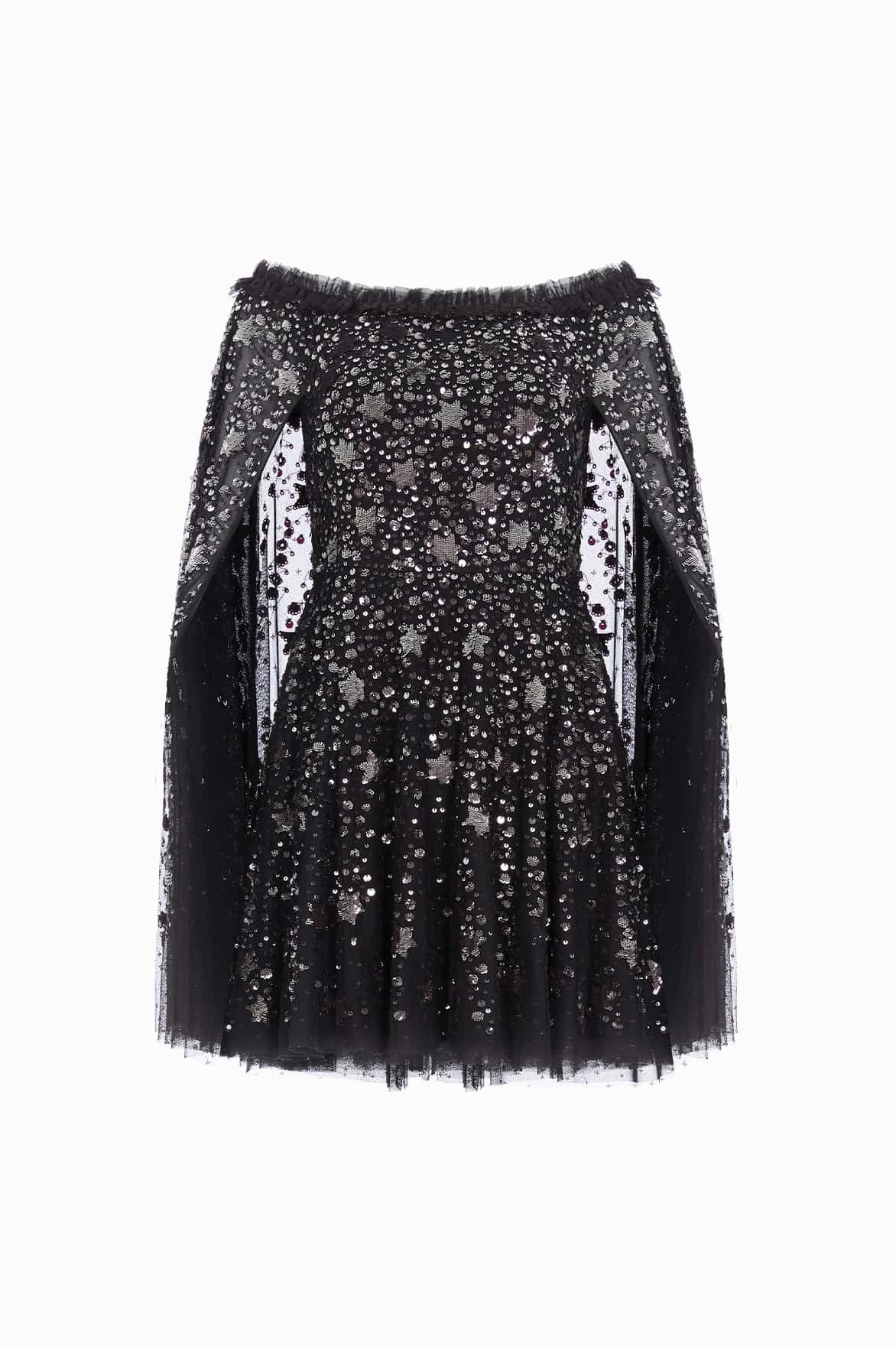 Shooting Stars Cape Micro Mini Dress Refined Cut Dreamy Presence