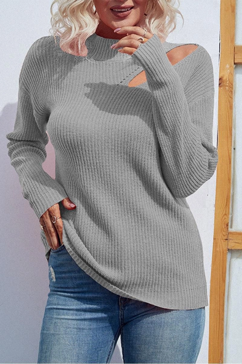 StretchComfortDesign HOLLOW KNIT LOOSE FIT CASUAL SWEATER TOP