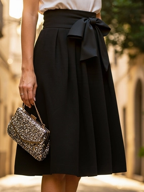 Stretch Knit High-Waisted Midi Skirt ??Bodycon Pencil Fit with Elastic Waist Functional Look Comfortable Movement