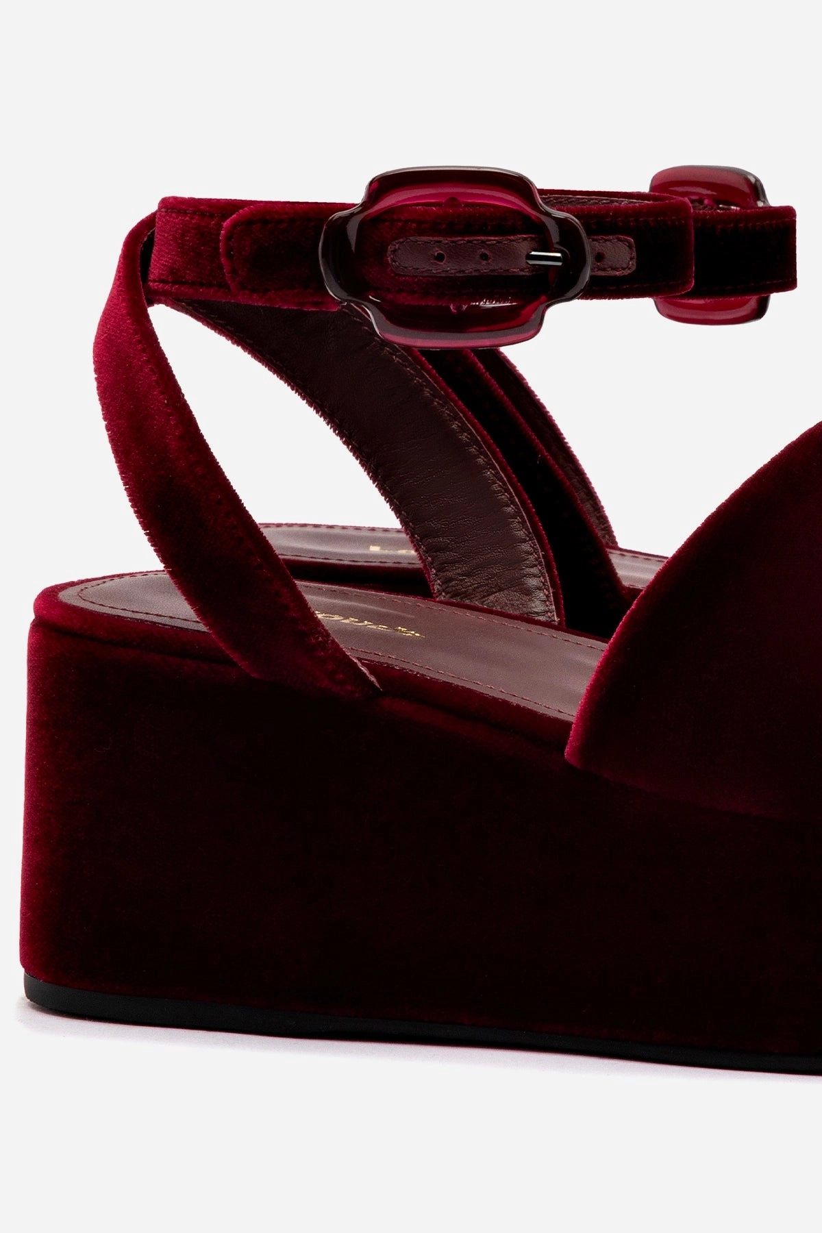 Sky Blue High Rebound Midsole Charli Flatform Sandal In Wine Velvet