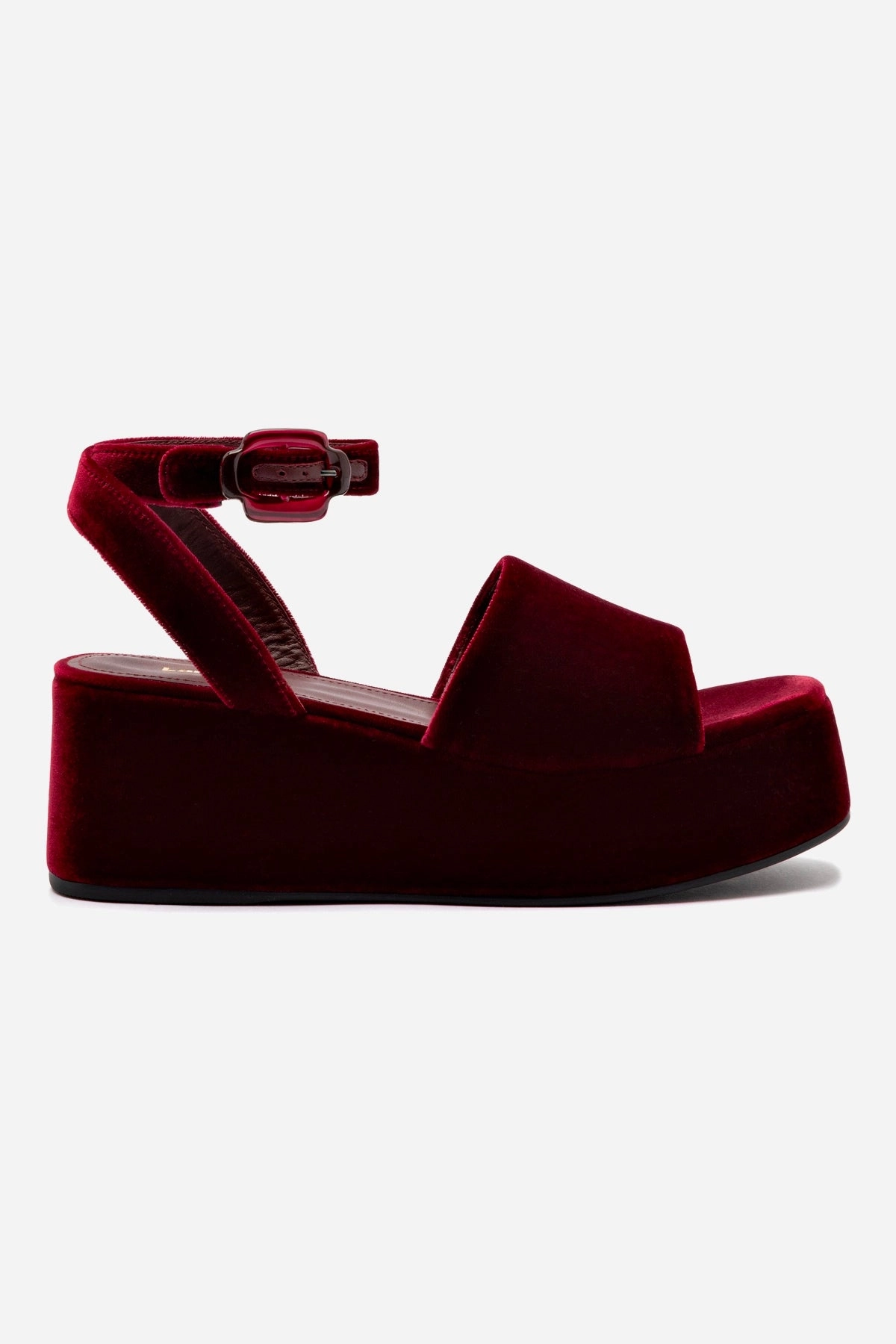 Charli Flatform Sandal In Wine Velvet Trendy Cushioning Pods