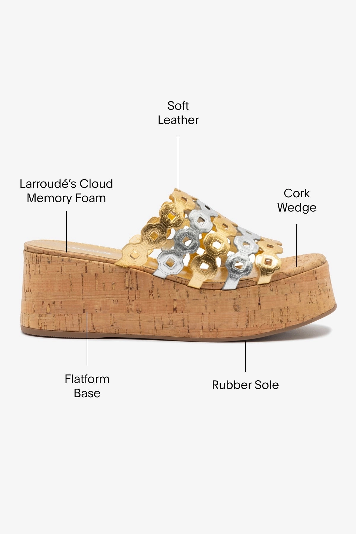 Nature Walk Charli Mule In Gold and Silver Metallic Leather