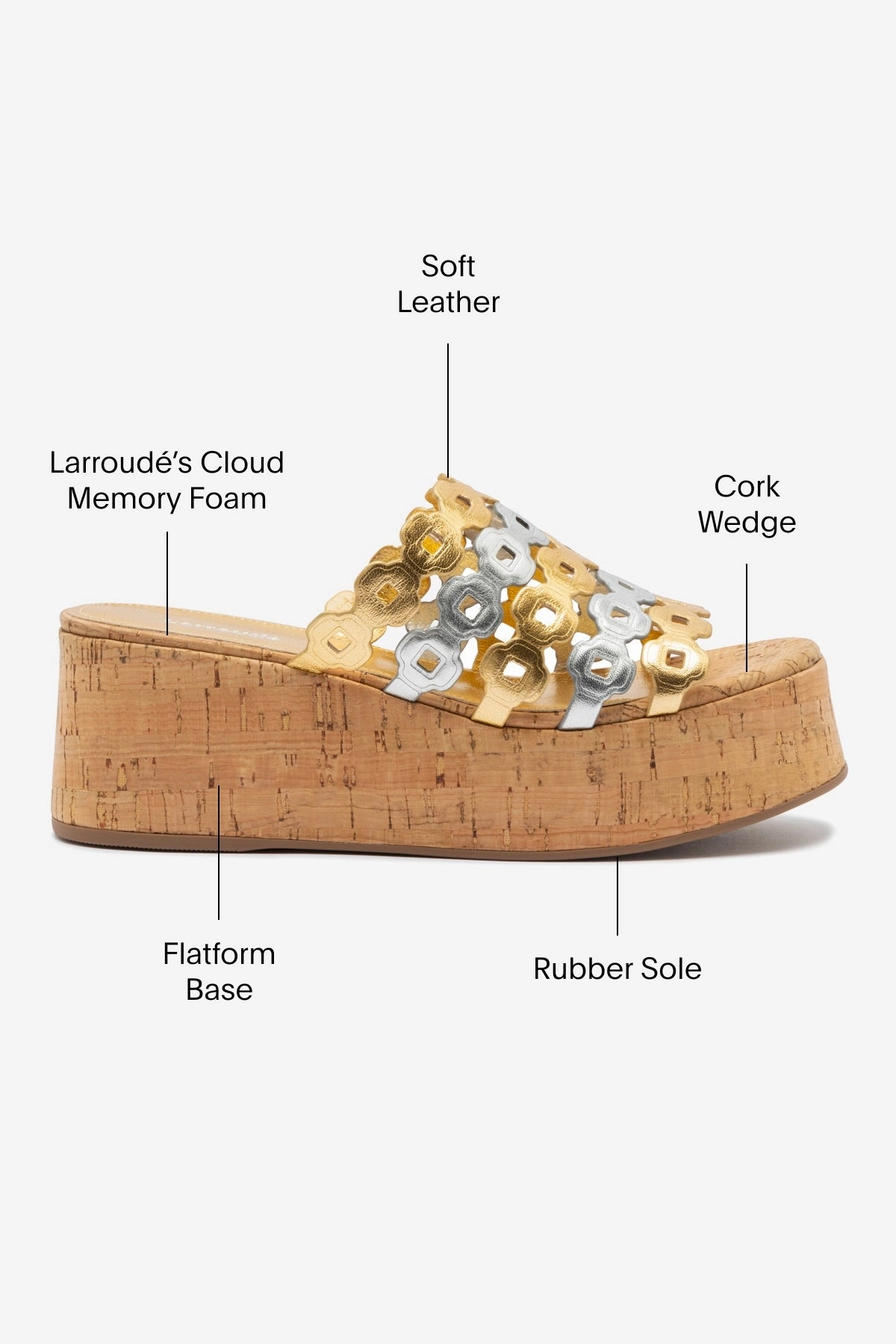 Stylish Daily Walk Charli Mule In Gold and Silver Metallic Leather