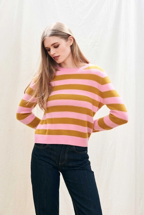AntiPilling Stripe Crew Candy/Spicy Mustard